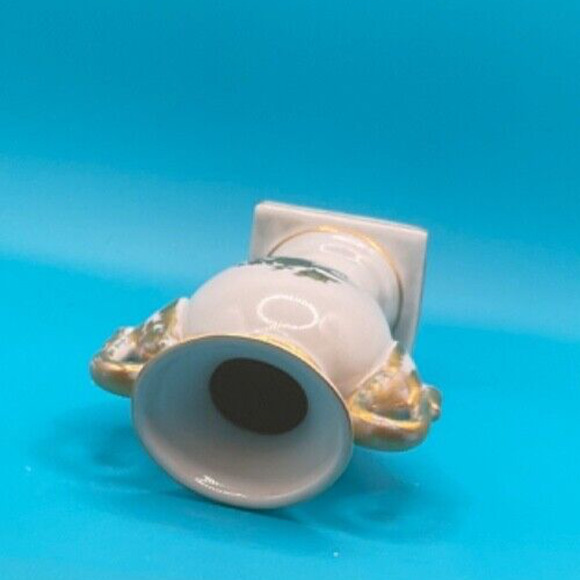 Vintage Trophy Dual-Handle Porcelain Vase  6"  Floral & Gold 2" Base, No. 6273 - Picture 5 of 6